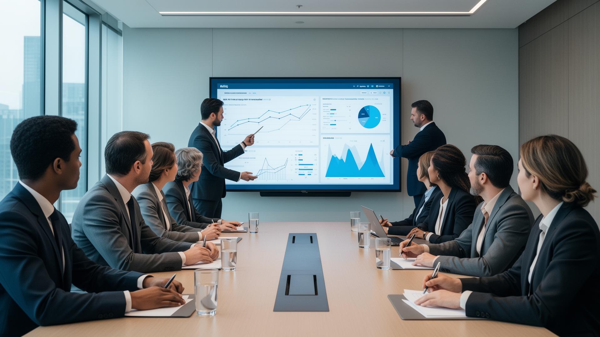 Reunião corporativa de análise de dados